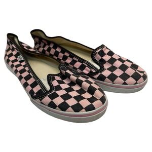 Vans Women's Size 9.5 Slip On Pink Checkered Pattern Flats